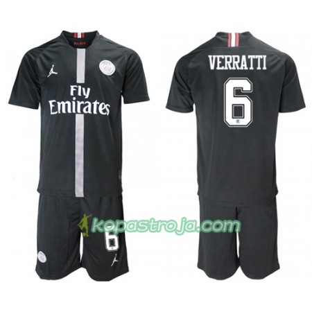 Billiga Fotbollströjor Paris Saint Germain Verratti 6 Jodan Svart Barn Tredje tröja 2018/19 Kortärmad